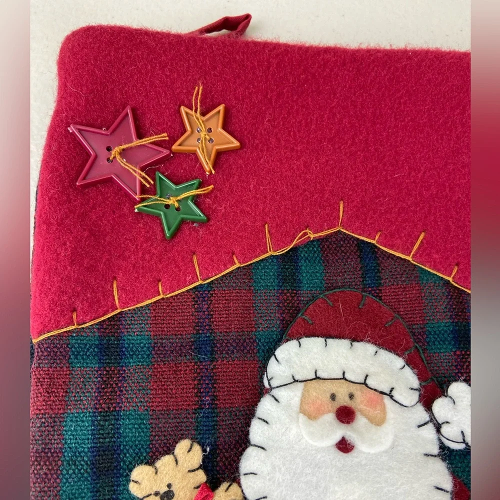 Vintage Pima Creations Inc. Christmas stocking felt quilted Santa Claus